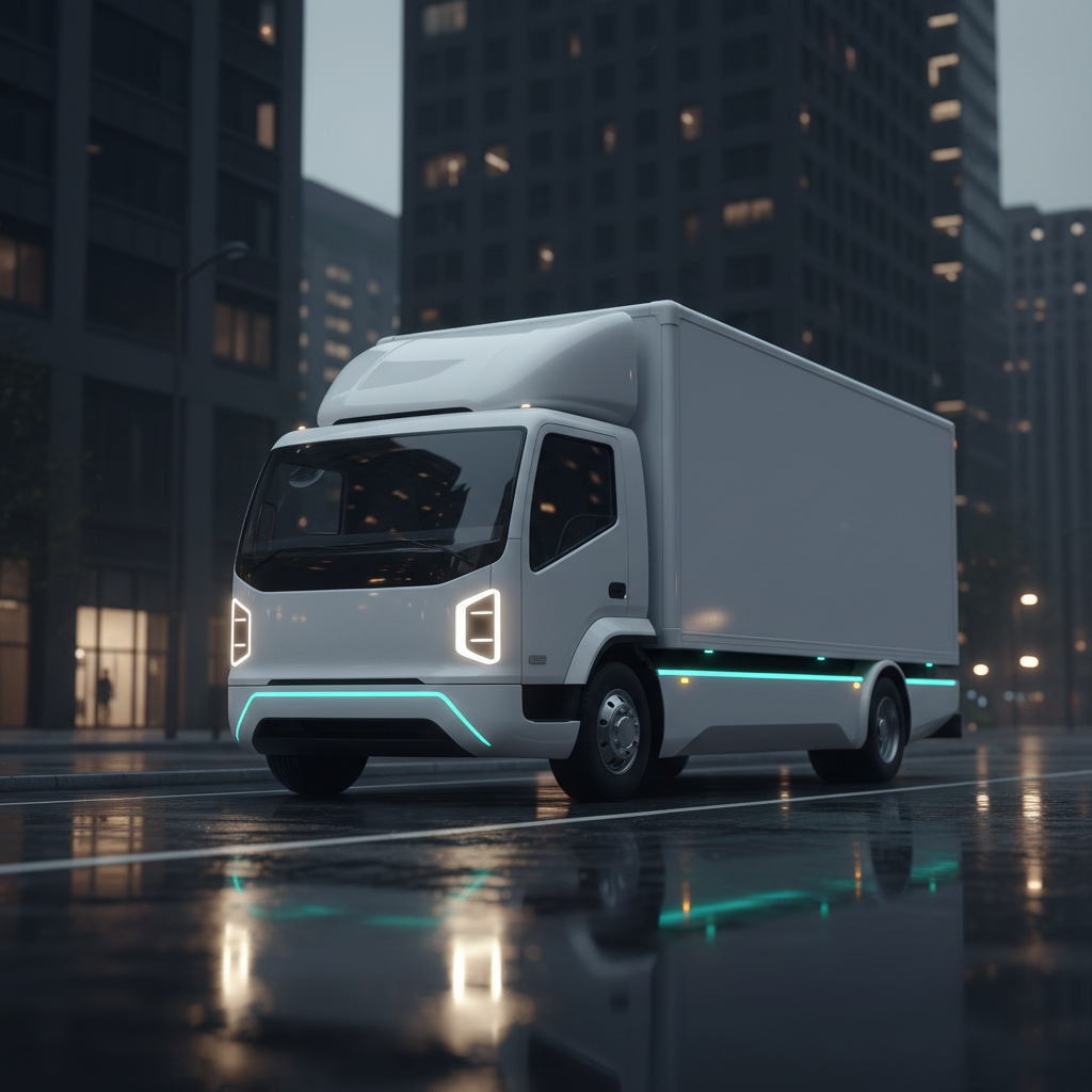 Carbix EV box truck delivering SCM products to construction sites across the Northeast